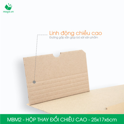 MBM2 - 25x17x6cm - Combo 20 Hộp carton thay đổi chiều cao - Thùng carton đóng hàng