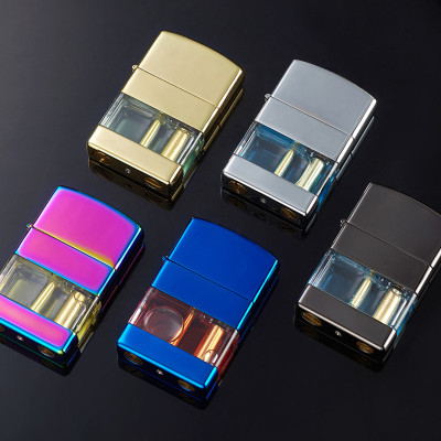 Vỏ Hột Quẹt Bật Lửa Xăng Đá Y168 Thiết Kế Lộ Thiên Nhìn Rõ Lượng Nhiên Liệu Bên Trong - Nhiều Màu