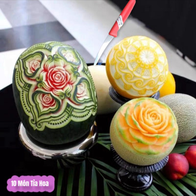 Sét 10 món dụng cụ - dao tỉa hoa quả nghệ thuật cao cấp