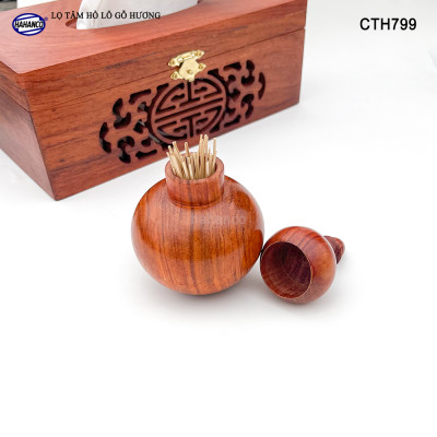 Lọ đựng tăm gỗ Hương - Hình hồ lô - Tinh Tế Sang Trọng Trang trí bàn ăn - CTH799