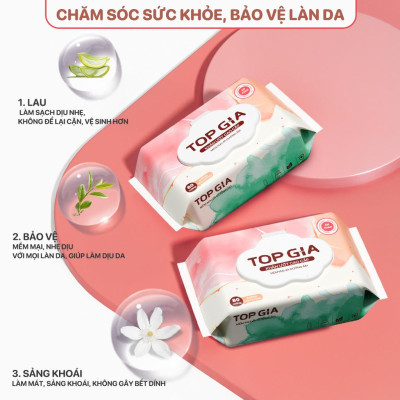 Thùng khăn ướt TopGia ban mai 80tờ mềm mại không mùi không chứa chất bảo quản,không chứa parabens