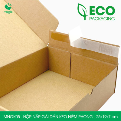 MNGK05 - 25x19x7cm - COMBO 100 HỘP CARTON NẮP GÀI HÔNG CÓ KEO NIÊM PHONG - THÙNG HỘP CARTON ĐÓNG HÀNG