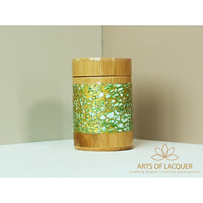 Lọ Tre Sơn Mài Xanh Lá Cây
