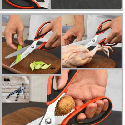 Kéo Hàn Quốc Nhà Bếp Kéo Cắt Gà Cắt Đồ Đa Năng Cao Cấp ( Tặng Khui Hộp 3 in 1 )