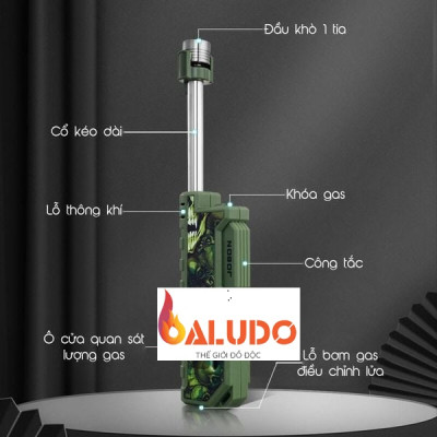 Vỏ hộp quẹt bật lửa khò 1 tia ZB-196 cổ dài có khóa ga
