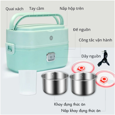 Hộp Hâm Cơm, Thức Ăn 2 tầng Mishio MK317 inox 304 - Hàng chính hãng