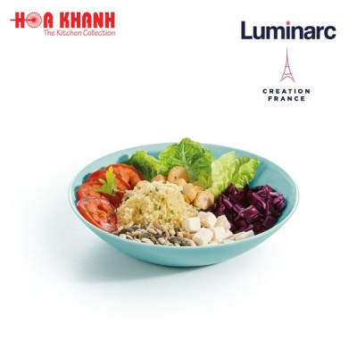 Đĩa Sâu Thủy Tinh Luminarc Diwali Light Turquoise 20cm đựng thức ăn, cường lực, chịu nhiệt - Bộ 3 đĩa - P2019