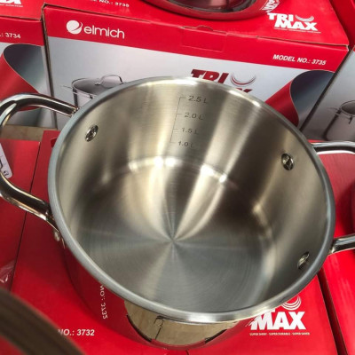 Bộ Nồi Chảo Inox 304 3 Lớp Đáy Liền Cao Cấp Elmich Trimax El3742 - 4 Chiếc Size 18cm, 20cm, 26cm và Chảo 26cm
