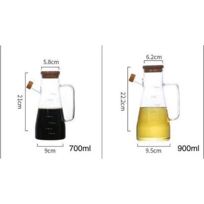 Bình đựng gia vị lỏng, dầu ăn, mắm, dầu oliu... nắp gỗ tre có viền silicon chống đổ 650ml