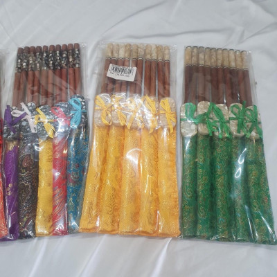 THANH LÍ - 5 Đôi Đũa Gỗ Khảm Ngà kèm bọc đũa, gác đũa - Hàng Đặc Biệt Cao Cấp