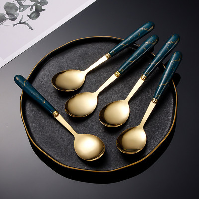 Combo hộp  5 muỗng vân đá inox sang trọng , muỗng ăn decor trang trí bàn ăn