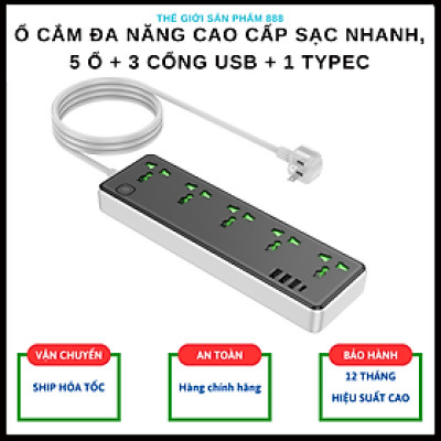 Ổ Cắm Điện USB Đa Năng cao cấp chống giật, sạc nhanh 17W chống cháy nổ, dây dài 1.5m AC13 - hàng nhập khẩu