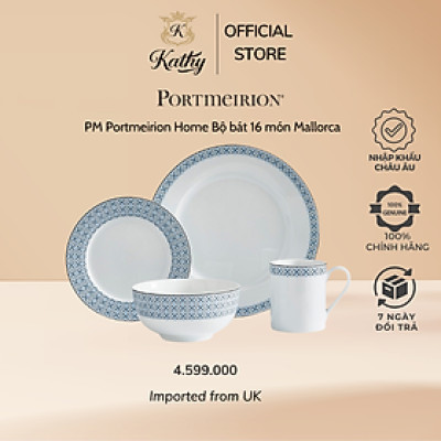 Portmeirion Home Bộ bát 16 món Mallorca Nhập khẩu Anh Quốc