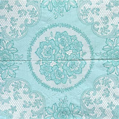 [Tặng 1 lót phần ăn] Khăn trải bàn tròn - đường kính 178cm PAULEE FY116 , hoa văn, màu xanh ngọc, nhựa PVC dẻo, không thấm nước