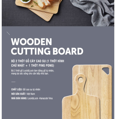 Bộ 2 Thớt Gỗ Cây Cao Su Lock&Lock LWC001S2