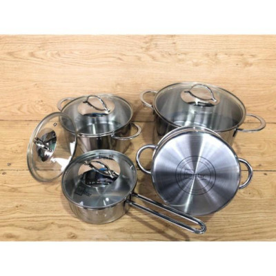 Bộ nồi và chảo chống dính vân đá inox 304 cao cấp FiveStar Plus 5 chiếc 3 lớp đáy liền nắp kính, bảo hành 25 năm , tặng 1 vá canh