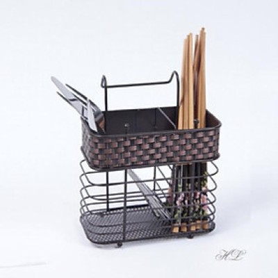 Ống cắm đũa đôi bọc mây (Thép mạ tĩnh điện)