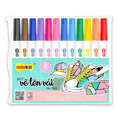 Vỉ 12 Bút Vẽ Trên Vải - Colorkit FM-C002