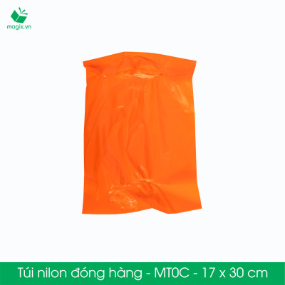 MT0C - 17x30 cm - Túi nilon gói hàng - 200 túi niêm phong đóng hàng màu cam