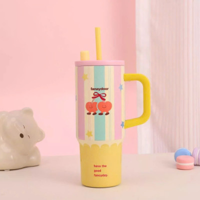 Ly Giữ Nhiệt Có Quai Cầm Họa Tiết Hình Dễ Thương Pastel Dung Tích 710ml Inox316 Giữ Nhiệt Tốt 6-8 Tiếng - HÀNG CHÍNH HÃNG MINIIN