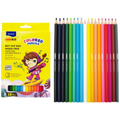 Hộp 18 Bút Chì Màu Wood Free - Colokit CPC-C032/AK - Nhân Vật Cici Akooland Thế Giới Học Cụ Thần Kỳ