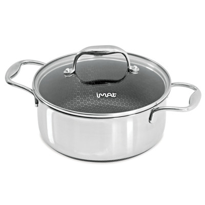 Bộ 3 nồi chảo iMat Hybrid đa năng gồm 1 nồi nhỏ 16cm, 1 nồi nông vừa 22cm và 1 chảo chiên 24cm