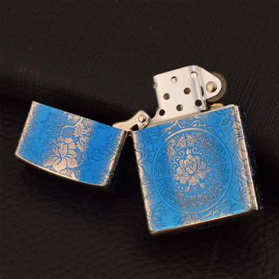 Vỏ Hột Quẹt Bật Lửa Xăng Đá Zorro Z92019 Họa Tiết Hoa Sen - Dùng Xăng Bấc Đá Cao Cấp