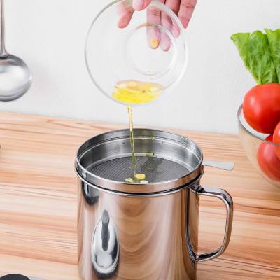 Ca Lọc Dầu Ăn Inox 304 Dày Dặn 1.2l, Dụng Cụ Lọc Nước Inox Dụng Cụ Nhà Bếp