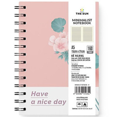 Sổ Lò Xo Bìa Cứng Minimalist A5 - Kẻ Ngang - 160 Trang 80gsm - The Sun 01