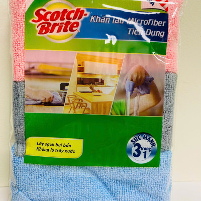 COMBO 3 KHĂN LAU BẾP đa năng MICROFIBER 3M SCOTCH-BRITE , 30 CM X 30 CM, 3 CÁI/GÓI