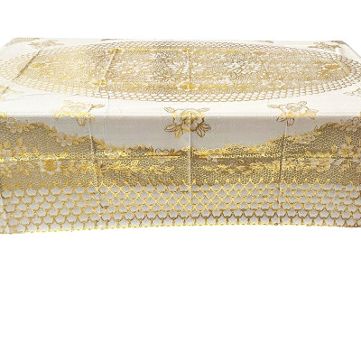 [Tặng 1 lót phần ăn] Khăn Trải Bàn WLG.751 (137x180 cm),  hoa văn phủ nhũ vàng, nhựa PVC dẻo, không thấm nước, dễ vệ sinh