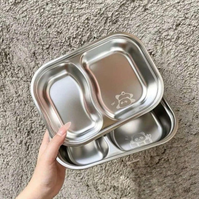 Khay ăn 2 ngăn kèm thìa hình thú dễ thương hình thú cho bé loại 1 - giao hình ngẫu nhiên