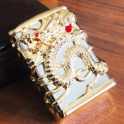 Vỏ Hột Quẹt Bật Lửa Xăng Đá Zorro Z91299A Thiết Kế Họa Tiết Rồng Quận 4 Mặt Ôm Ngọc Đỏ May Mắn -KHÔNG XĂNG