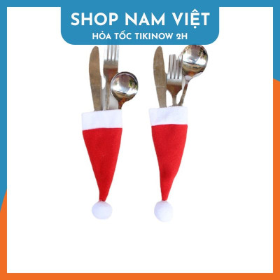 Khăn Bọc Muỗng Đũa Bàn Ăn Hình Nón Giáng Sinh