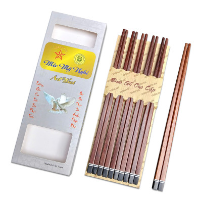 Đũa Gỗ Cao Cấp - Đũa Gỗ Cẩm Lai Ghép Đầu Đen - Đồ Gỗ Nhà Bếp Thương Hiệu Trường Sơn (10 Đôi / Hộp)