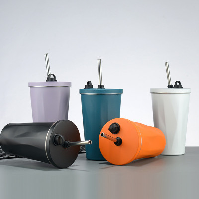 Cốc Giữ Nhiệt Cao Cấp Trơn 600ml, Ly Giữ Nhiệt Kèm Ống Hút Có Núm Đậy Kèm Túi Trong Suốt Tiện Lợi - HÀNG CHÍNH HÃNG MINIIN