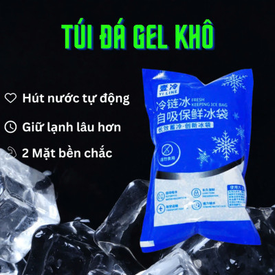 COMBO 5 Túi đá gel khô 200ml bảo quản thực phẩm, an toàn, tiện lợi - Không chảy nước - Giữ lạnh thực phẩm, đồ ăn Túi đá khô giữ nhiệt bảo quản lạnh sữa an toàn, tiện lợi - Giao Mẫu Ngẫu Nhiên