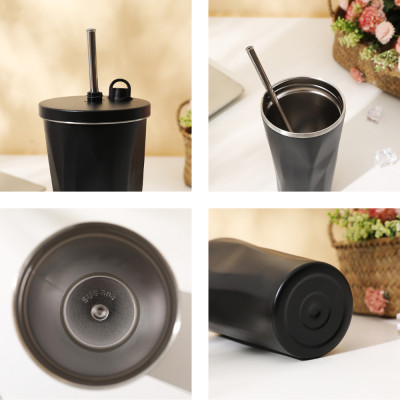 Ly Giữ Nhiệt 600ML inox 304 Vỏ Ngoài Nhám Thời Trang Sang Trọng Cao Cấp Có Kèm Theo Ống Hút (Màu ngẫu nhiên) - Hàng chính hãng