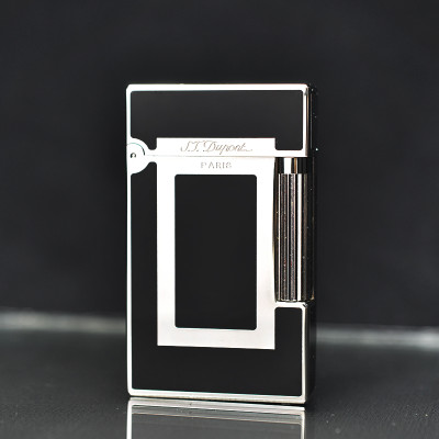 Vỏ Hột Quẹt Bật Lửa Upon D151T Họa Tiết Sơn Mài Đen Ô Vuông Bạc Đẹp Lạ - Dùng Gas Đá Cao Cấp