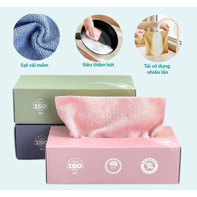 Hộp 20 Khăn Dạng Rút Tiện Lợi - Khăn Vải Lau Siêu Thấm,Đa Năng, Lau Bếp, Lau Bát Đĩa Tái Sử Dụng - HÀNG CHÍNH HÃNG MINIIN