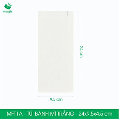 MFT1A - 24x9.5x4.5 cm - 100 Túi giấy bánh mì trắng