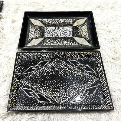 Khay Sơn Mài - Mã KC19 size 35x24x3 cm / Cẩn Trứng cao cấp