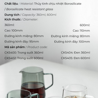 Bình thuỷ tinh phục vụ cà phê CAFE DE KONA