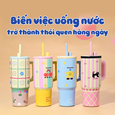 Ly Giữ Nhiệt Có Quai Cầm Họa Tiết Hình Dễ Thương Pastel Dung Tích 710ml Inox316 Giữ Nhiệt Tốt 6-8 Tiếng - HÀNG CHÍNH HÃNG MINIIN