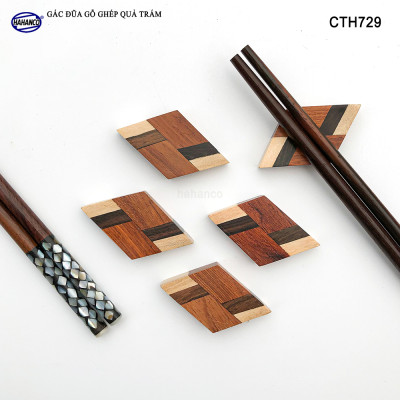 Combo 10 Gác Đũa Gỗ Tự Nhiên Hình Quả Trám HAHANCO Phụ Kiện Bàn Ăn, Decor - CTH729