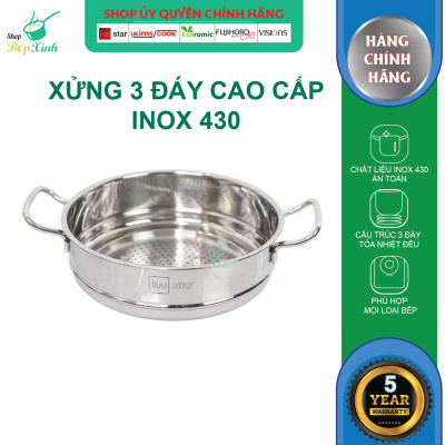 Bộ Nồi Inox 3 Đáy Từ Fivestar Standard FSB50002 5 chiếc nắp kính ( tặng 2 vá canh )