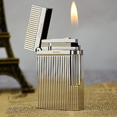 Vỏ Hột Quẹt Bật Lửa Upon D27T Họa Tiết Kẻ Sọc Bạc, Sang Trọng Và Lịch Lãm - Dùng Ga Đá Cao Cấp