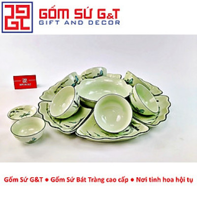 Bộ đồ ăn mặt trời vẽ trúc chuồn Gốm Sứ G&T