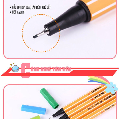 Combo bút kim STABILO Point 88 0.4mm (PT88) - Hộp thiếc 66 màu (PT8866M)