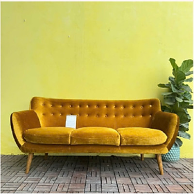 Sofa băng bọc nhung SM26CT Tundo KT Ngang 183 x Sâu 79 x Cao 46 / 84 cm - Màu vàng